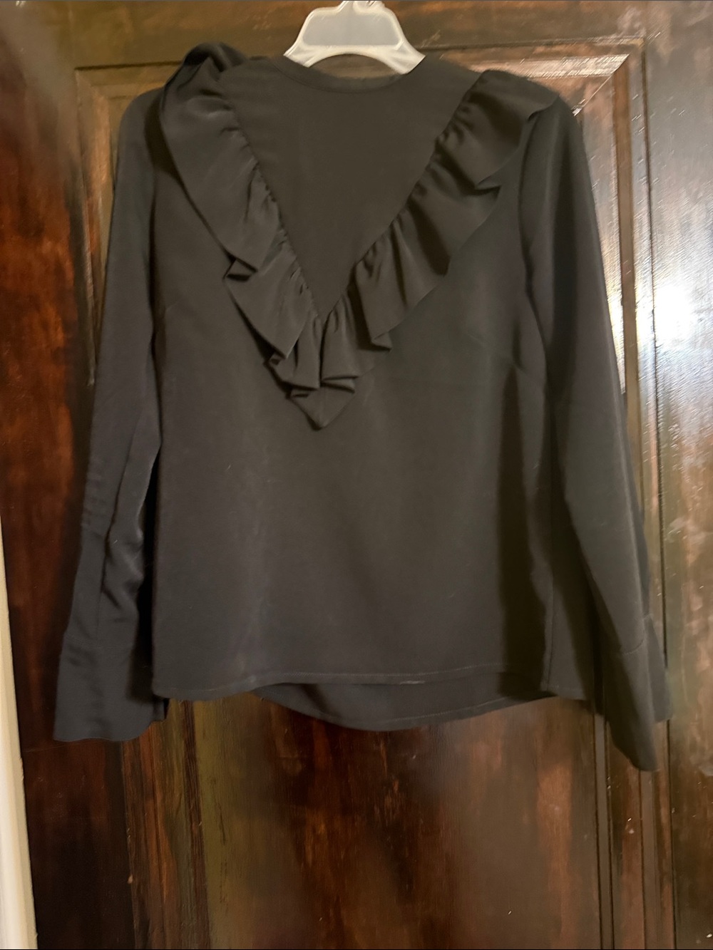 H&M Black Ruffle V-Back Sweatshirt